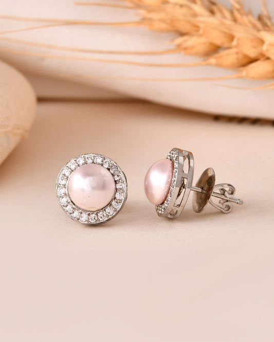 Blush Pearl Halo Studs