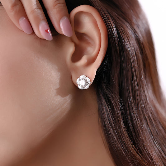 Floral Halo 925 Silver Studs