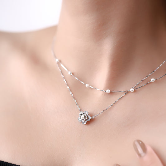 Floral Pearl Layered Necklace