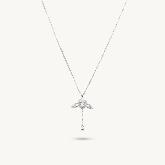 Crystal Heart Drop Pendant Necklace