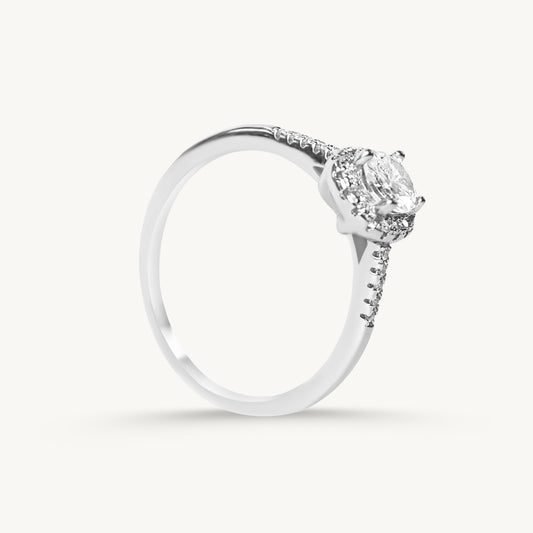 Pave Halo 925 Sterling Silver Ring