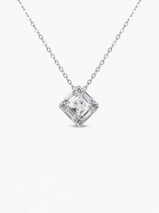 Asscher Halo Pendant Necklace
