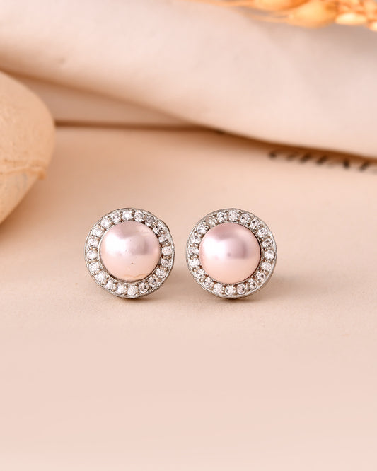 Blush Pearl Halo Studs