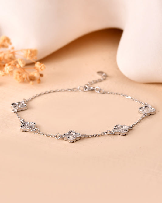 Silver Clover Charm Bracelet