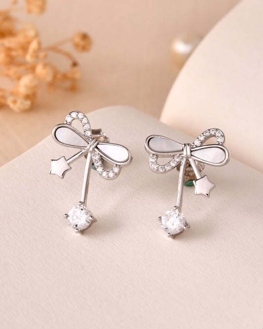 Starlit Bow Drop Earrings