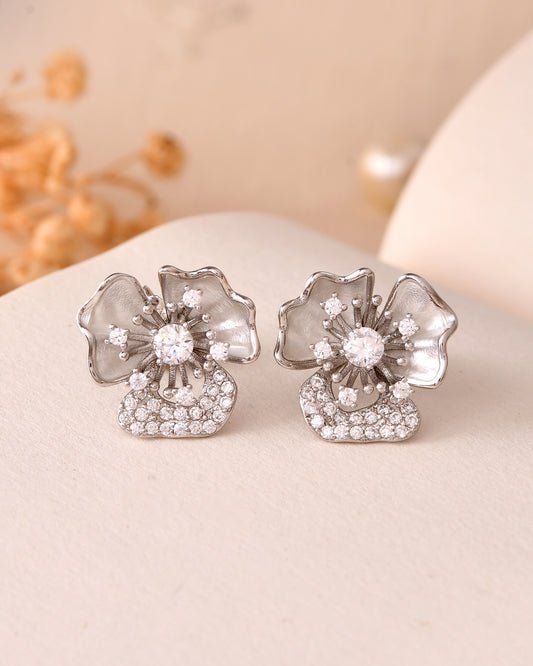 Crystal Bloom Floral Earrings