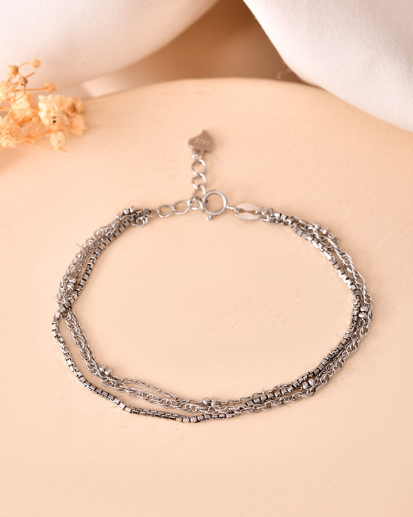 Layered Silver Chain Bracelet