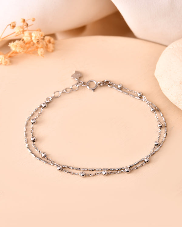 Minimal Luxe Beaded Dual Chain Bracelet