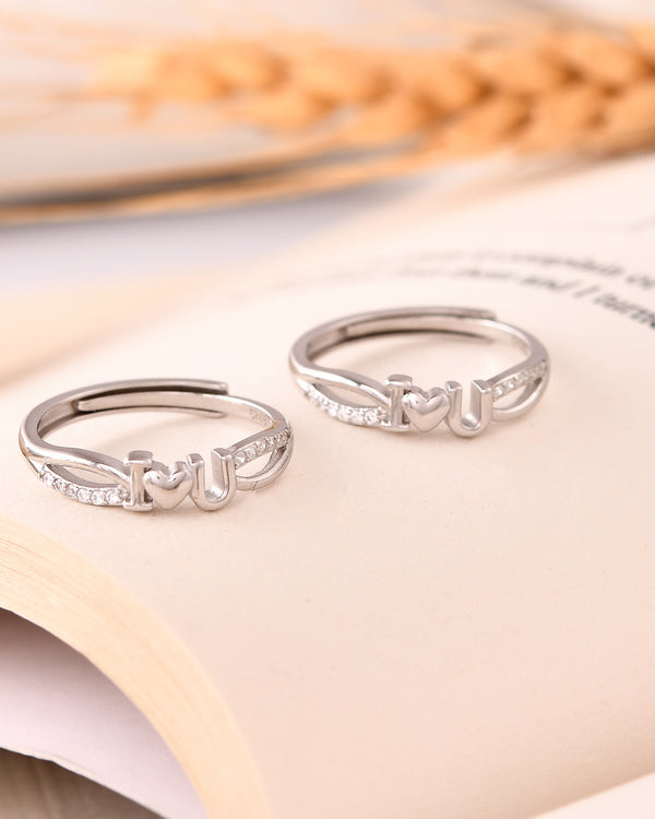 Minimal Luxe "I ♥ U" Silver Ring