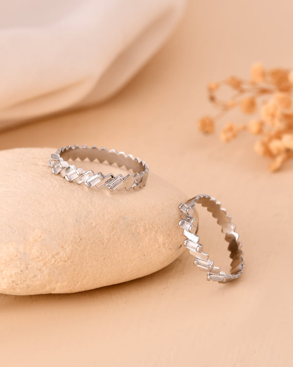 Silver Geometric Baguette Band