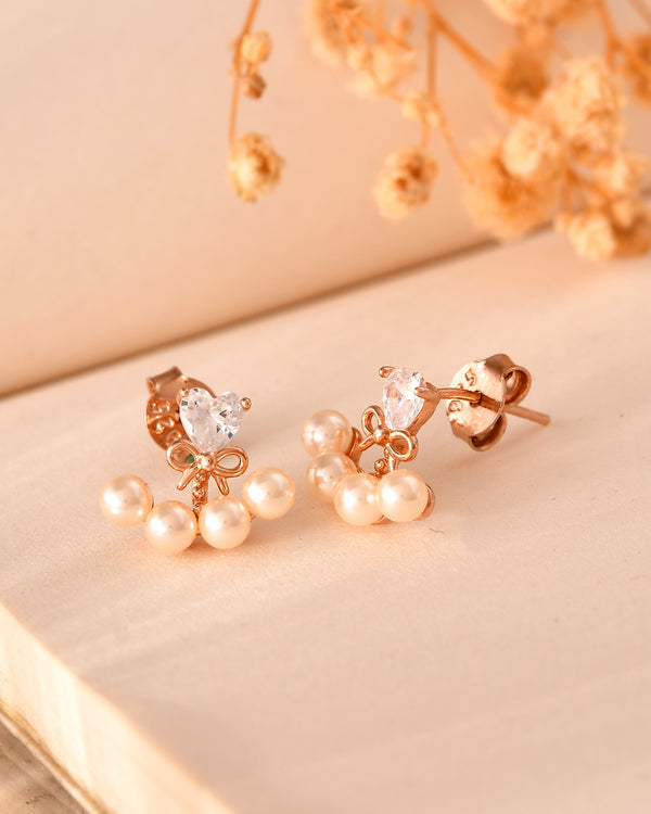Pearl Bow Heart Earrings