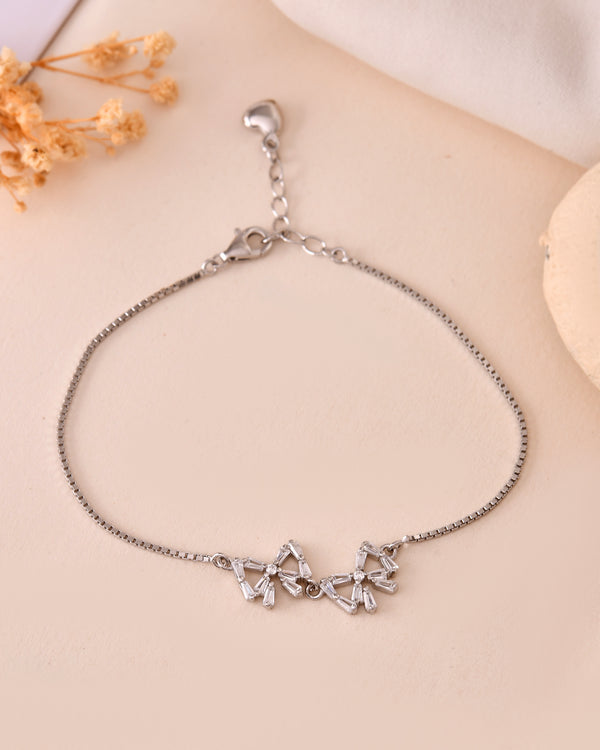 Baguette Bow Silver Bracelet