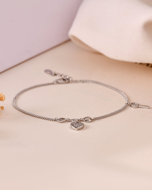 Lock & Key Heart Charm Bracelet