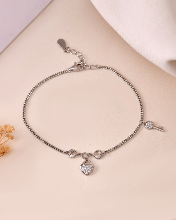 Lock & Key Heart Charm Bracelet