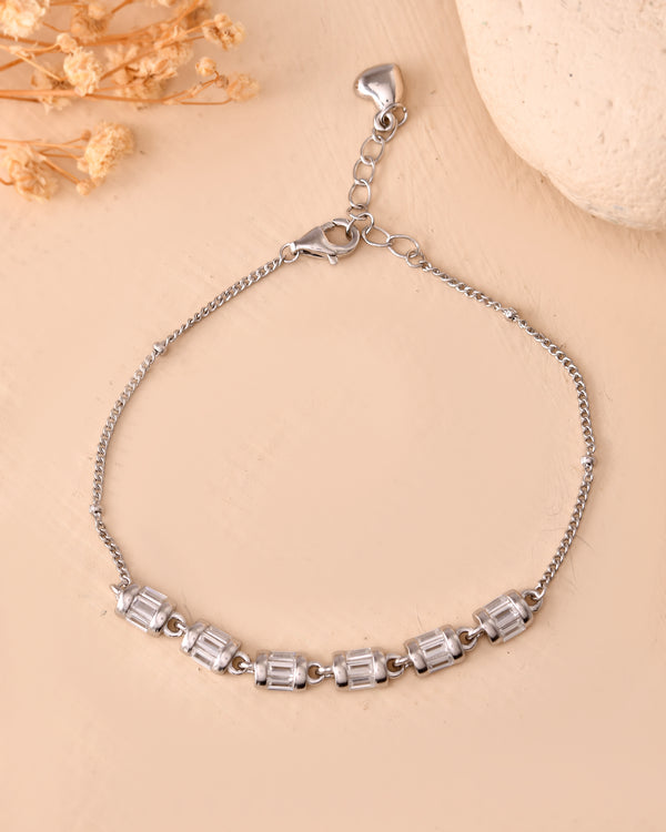 Silver Barrel Link Bracelet
