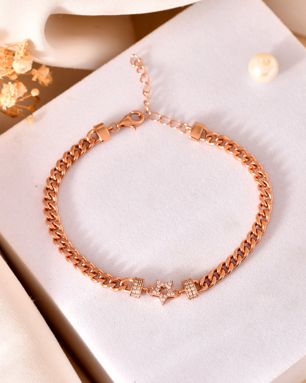 Rose Star Charm Chain Bracelet