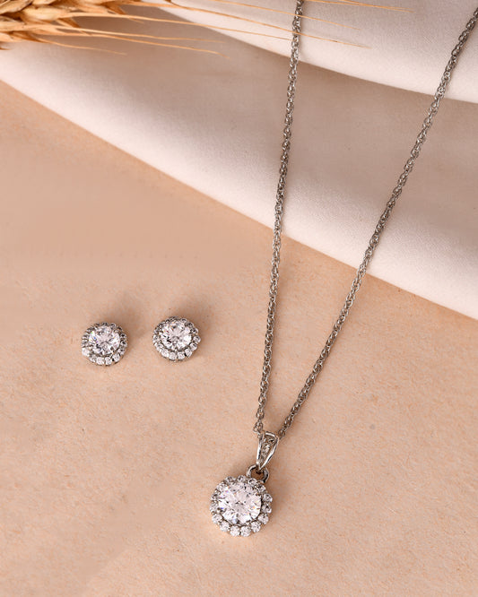 Elara Halo Pendant Set