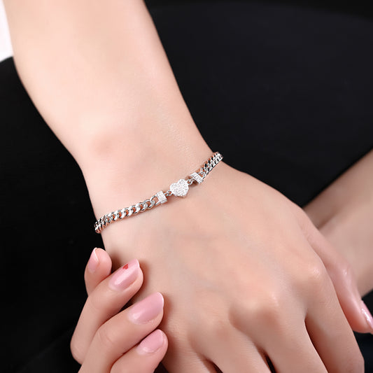 Heart Chain 925 Silver Bracelet