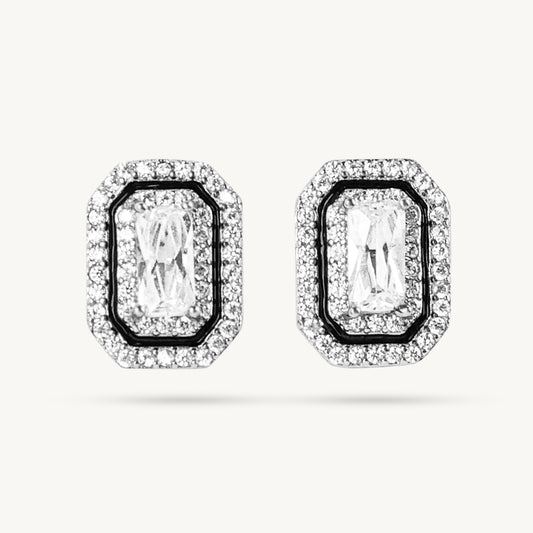 Emerald Cut 925 Silver Studs