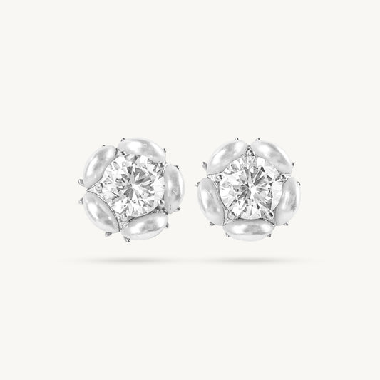 Floral Halo 925 Silver Studs