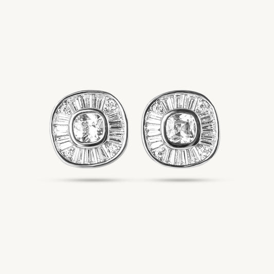 Baguette Halo Studs