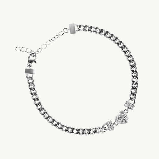 Heart Chain 925 Silver Bracelet