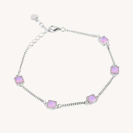 Pastel Square Gem 925 Silver Bracelet