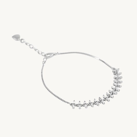 Spike Detail Adjustable Silver Bracelet