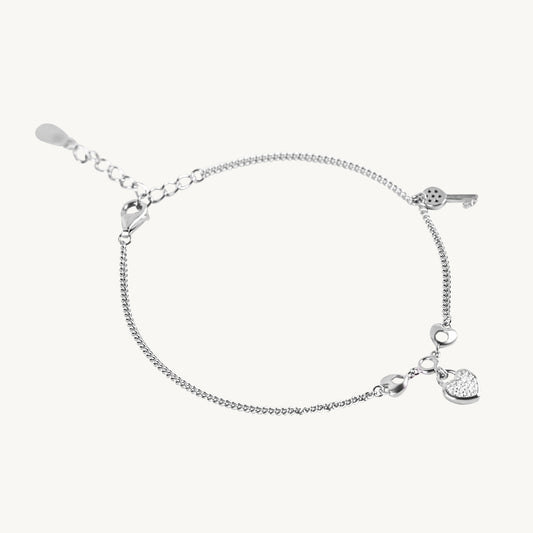 Lock & Key Charm Silver Bracelet