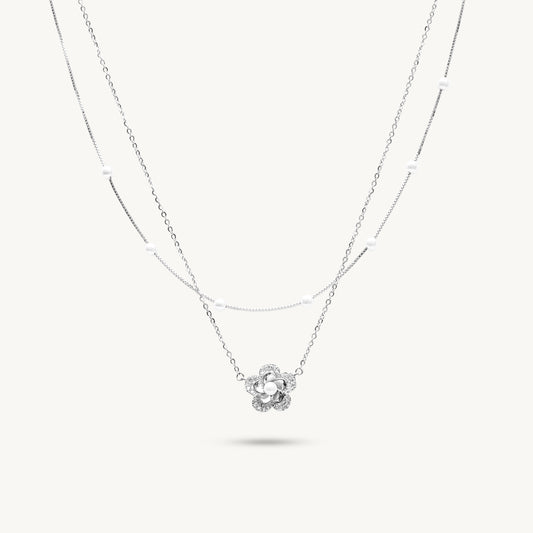 Floral Pearl Layered Necklace